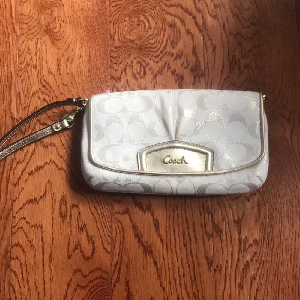 Coach white and beige wristlet
